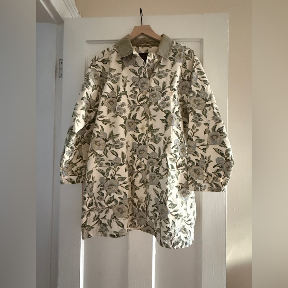 Vintage Eddie Bauer Floral Chore Coat - Cream, Lavender and Sage, M